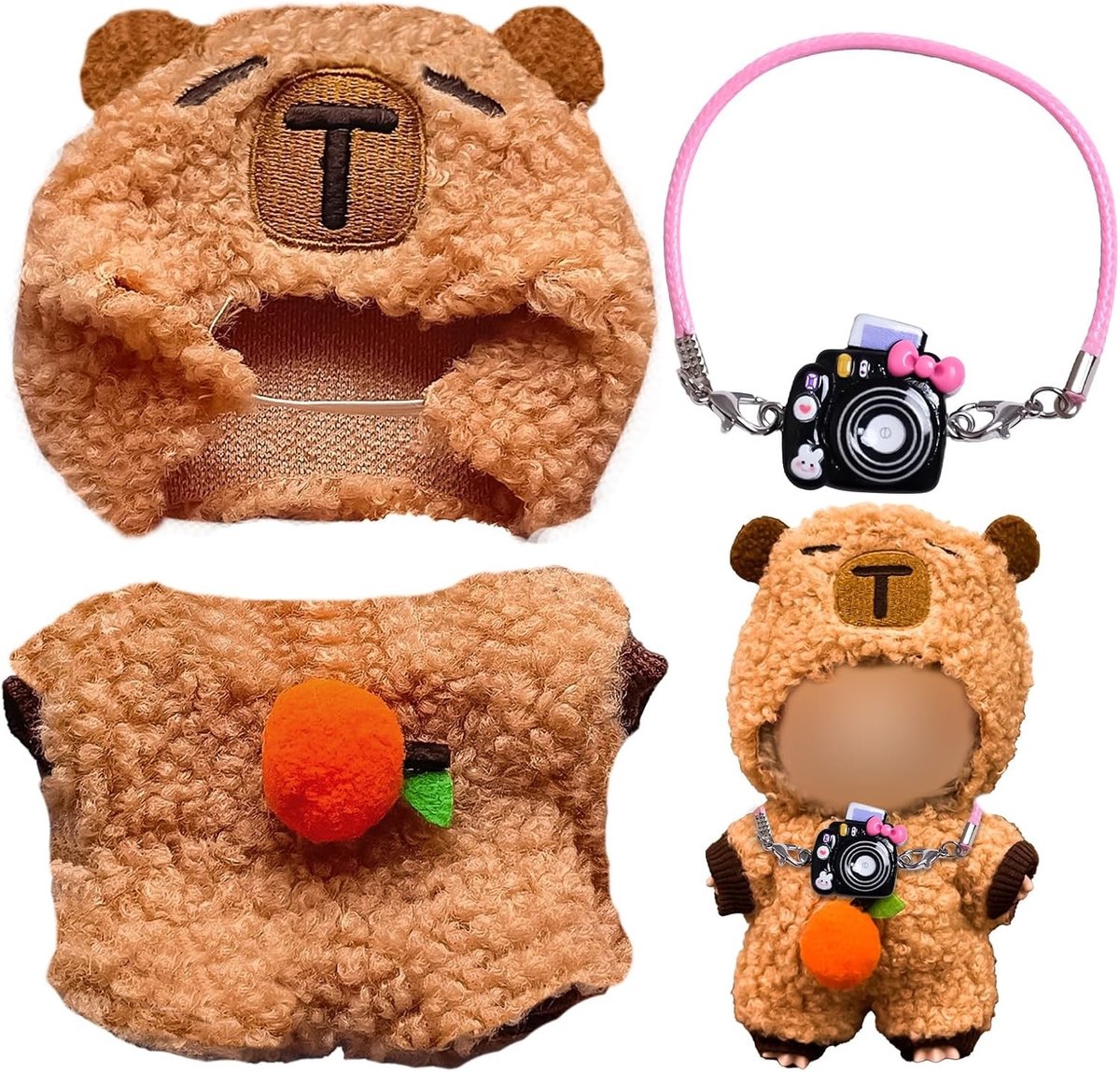 Kawaii Pluche Poppenkleding Outfit voor 17 cm Poppen - Schattige Hoody, Cuddle Kleding en Speelgoedaccessoires voor Kinderen