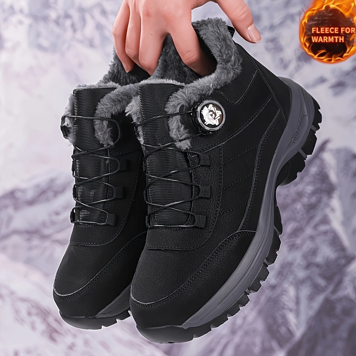 Currero Snowboots Heren Sneeuwlaarzen Heren Winterlaarzen Gevoerde Winterschoenen Waterdicht Antislip Zool Warm Gevoerd Wandellaarzen Winter Bordeauxrood