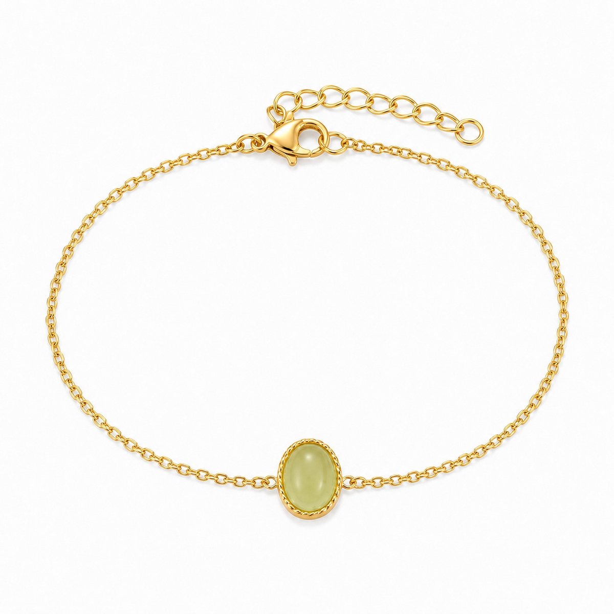 Deja Jewels - Dames armband - Goudkleurig metaal - Ovale groene steen