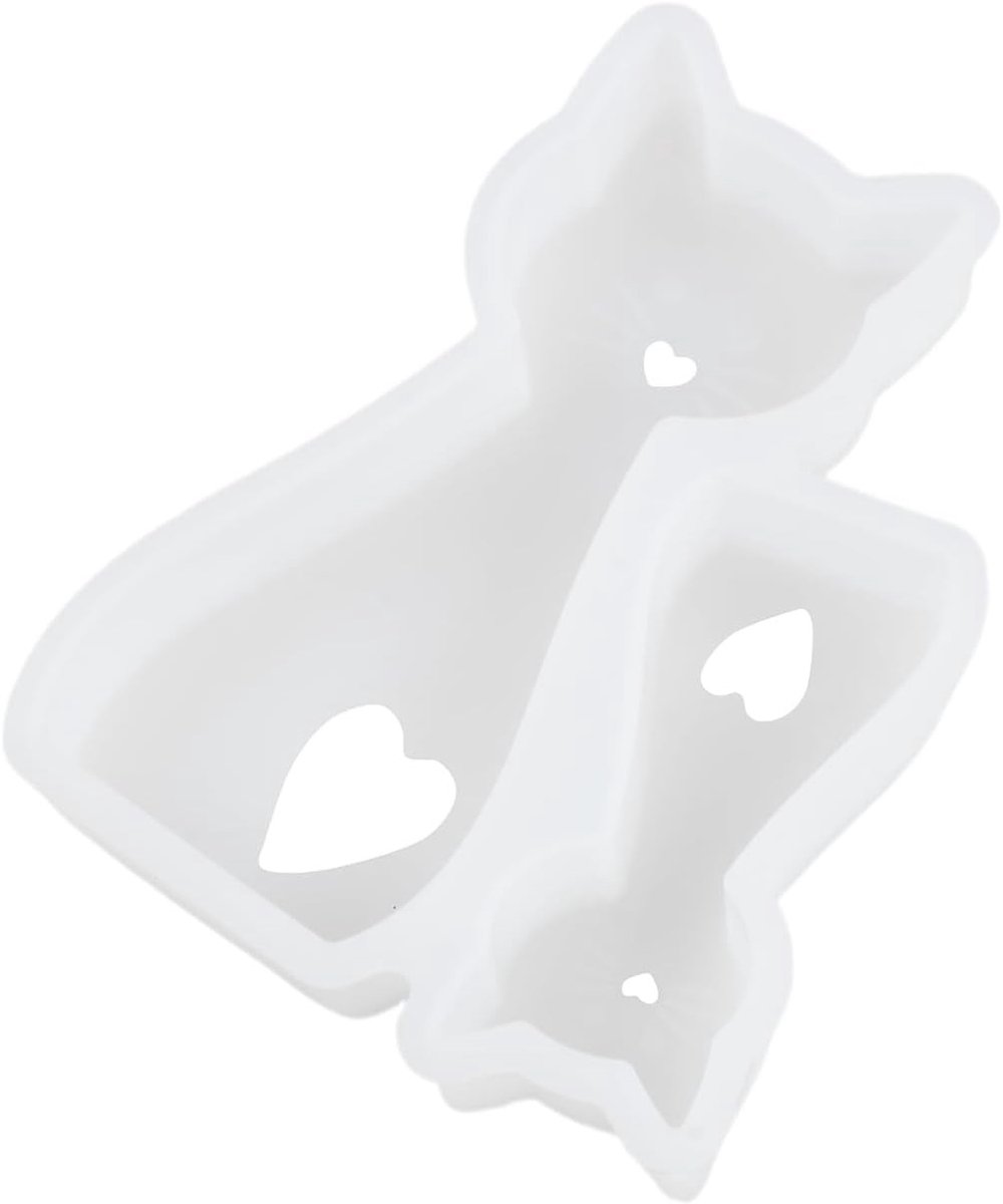 Flexibele siliconen gipsvorm voor katten met hart, ideaal voor ambachtsprojecten, 13,6 x 10,7 cm, perfect voor gips en epoxyhars, 1 stuk