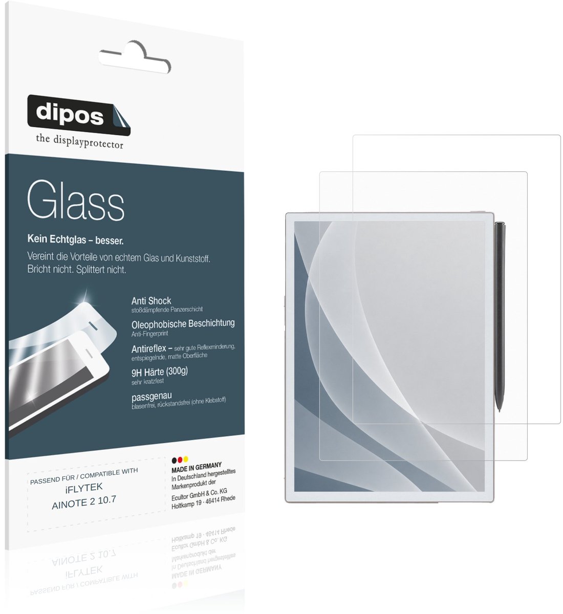 dipos – 2x Matte Pantserfolie geschikt voor iFLYTEK AINOTE 2 10.7 | 9H Screenprotector