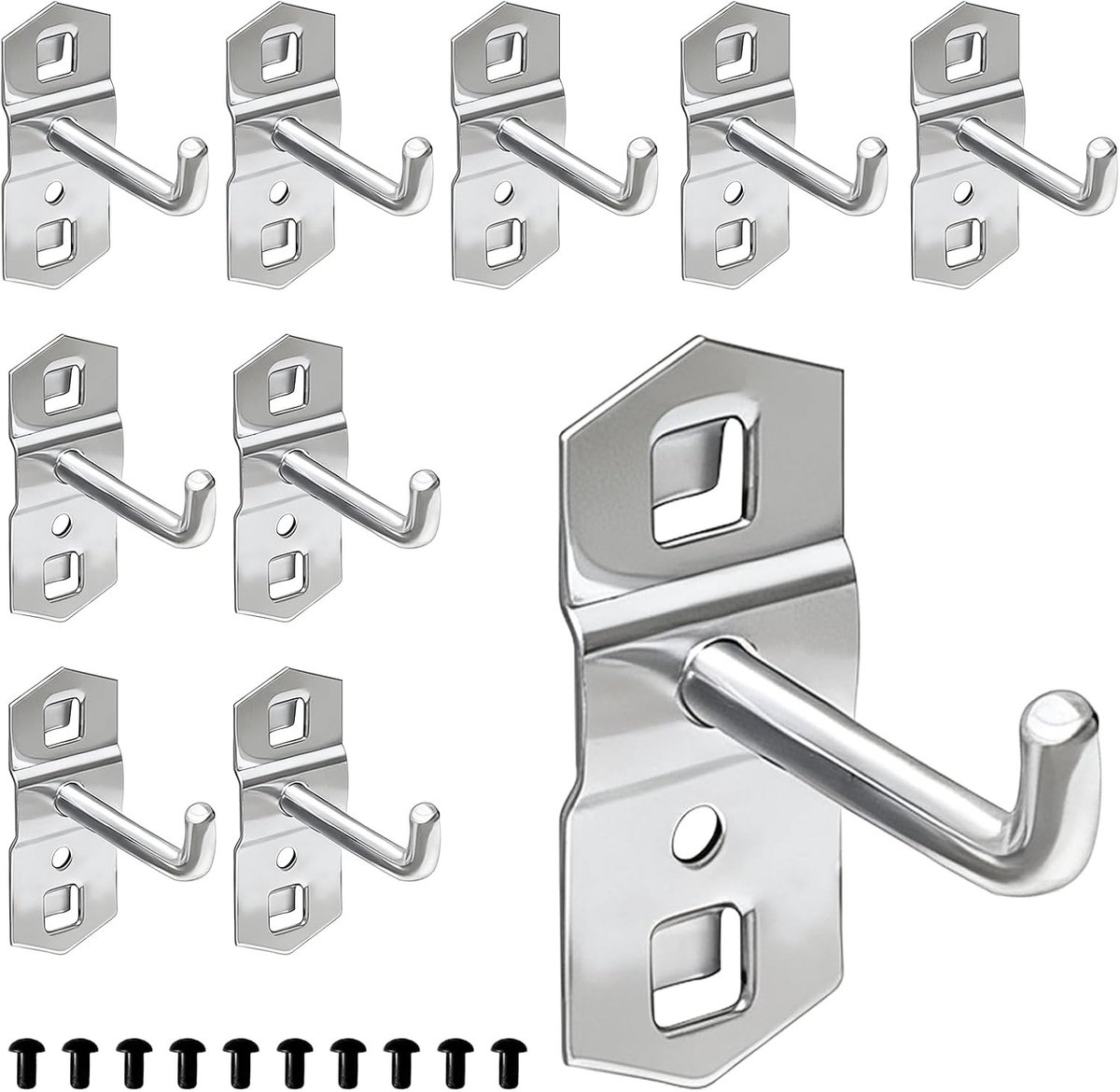 Gatenwandhaken Set - Metaal - 50 mm - Met Antislip Borgpennen - Voor Gereedschapshouders en Opberging