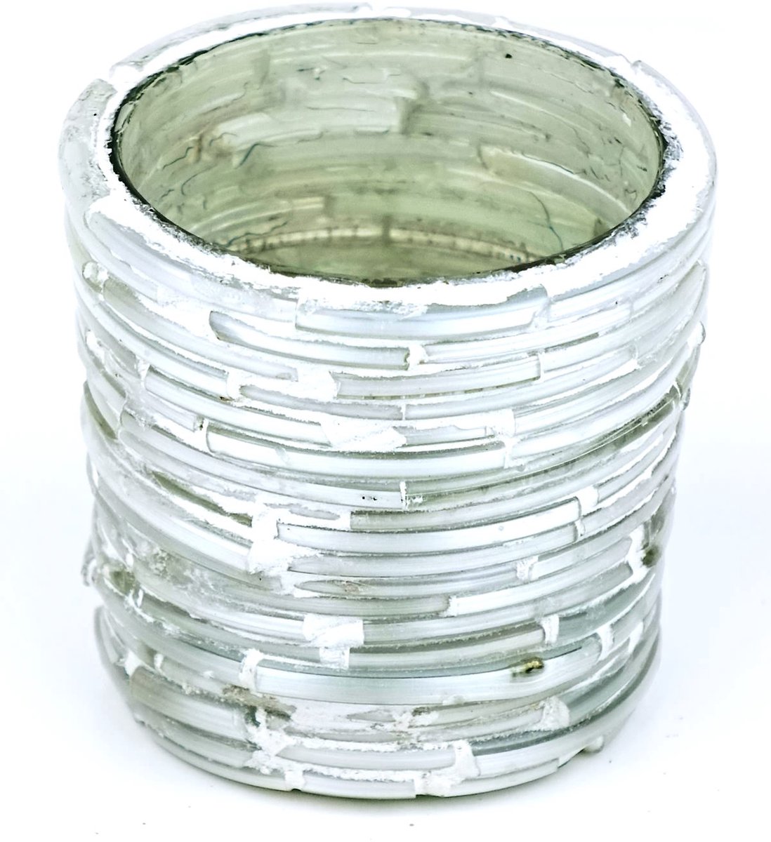 Gasper waxinelichthouder mozaiek grijs rond Ø 6 cm glas