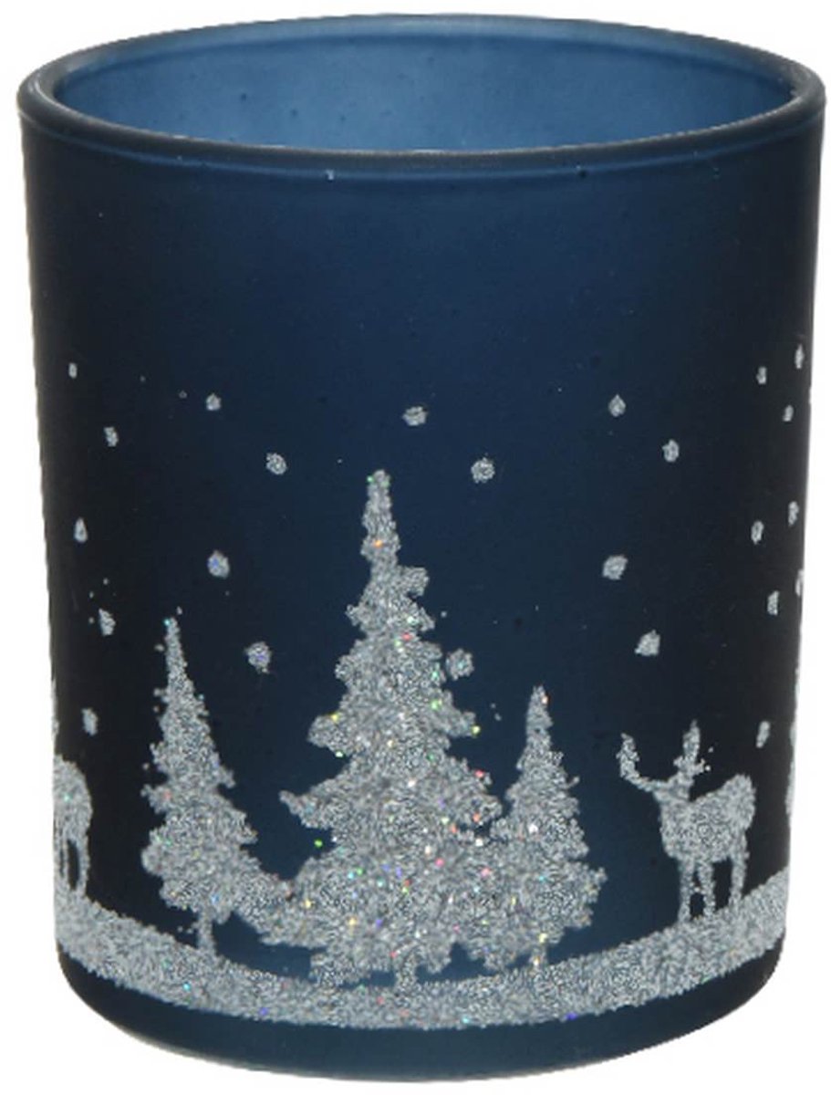 Kaemingk waxinelichthouder Night Blue donkerblauw Ø 7 cm glas
