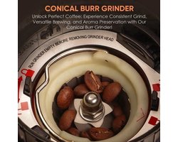 Koffiemolen - Automatische Koffiemolen - Automatische Burr Koffiemolen - Koffiemolen Electrisch - 48 Maalinstellingen – Instelbaar voor Espresso & American Coffee