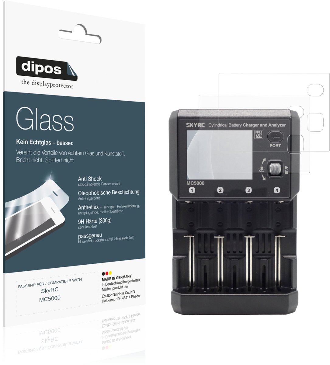 dipos – 2x Matte Pantserfolie geschikt voor SkyRC MC5000 | 9H Screenprotector