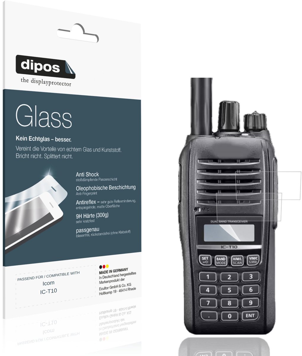 dipos – 2x Matte Pantserfolie geschikt voor Icom IC-T10 | 9H Screenprotector