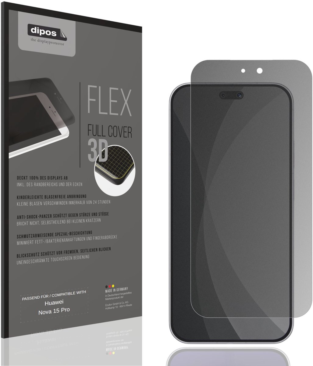 dipos FLEX – Matte Privacy Screenprotector geschikt voor Huawei Nova 15 Pro | Volledige Schermbescherming | Case-Friendly