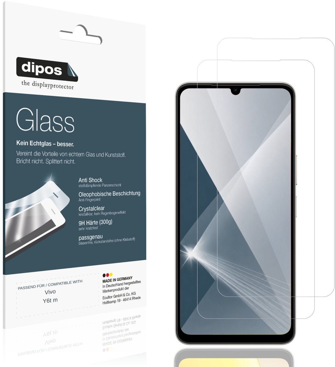 dipos – 2x Pantserfolie geschikt voor Vivo Y6t m | 9H Screenprotector