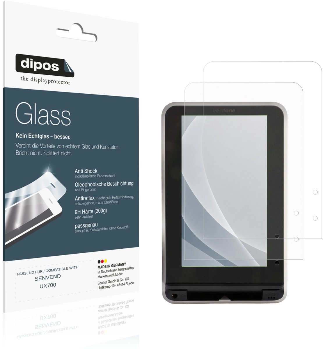dipos – 2x Matte Pantserfolie geschikt voor SENVEND UX700 | 9H Screenprotector