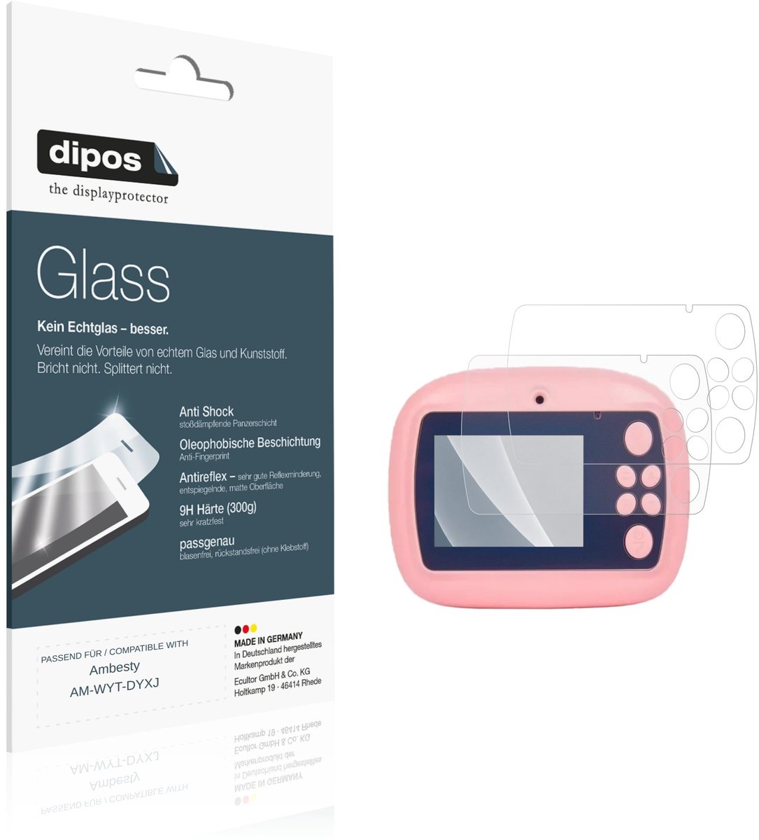 dipos – 2x Matte Pantserfolie geschikt voor Ambesty AM-WYT-DYXJ | 9H Screenprotector