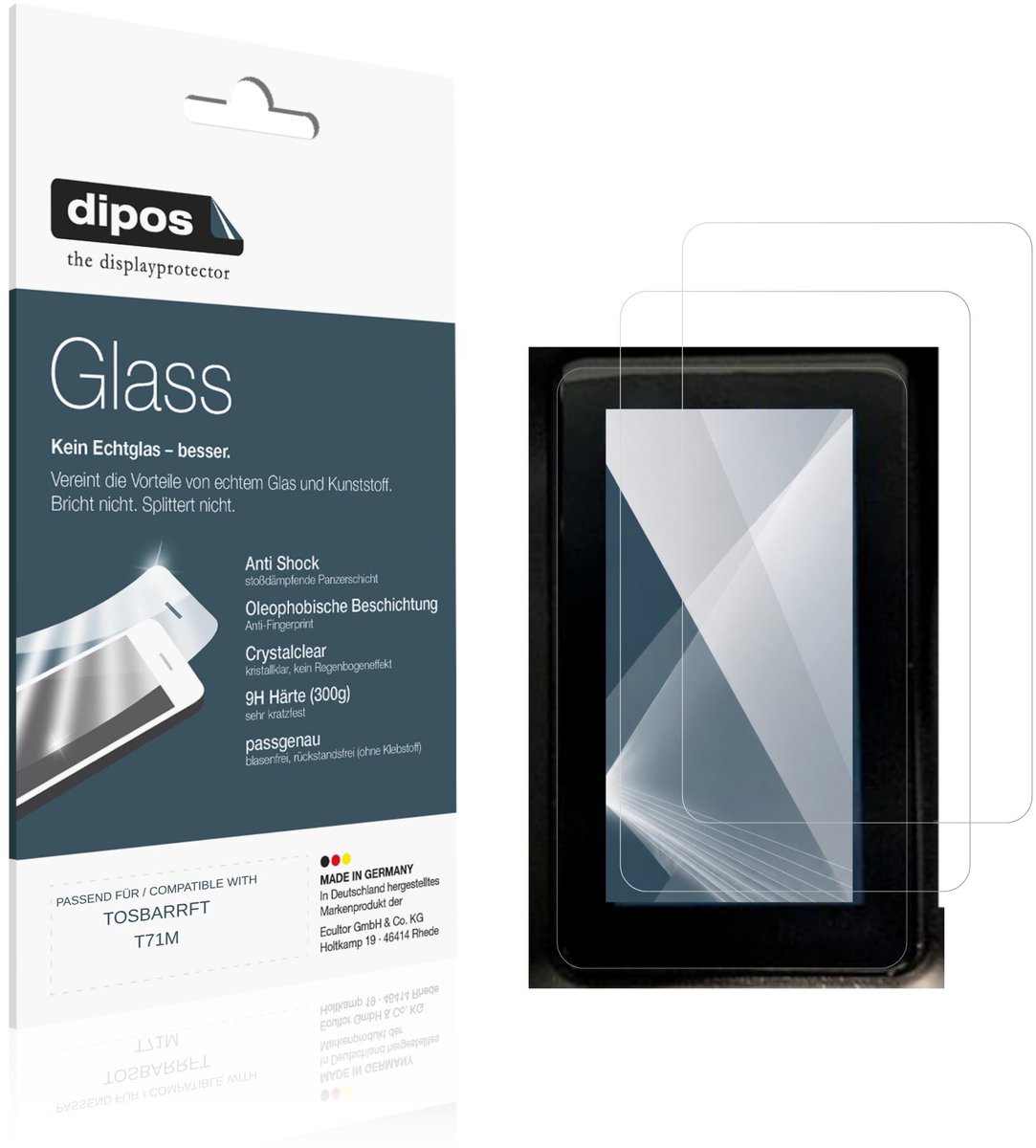 dipos – 2x Pantserfolie geschikt voor TOSBARRFT T71M | 9H Screenprotector
