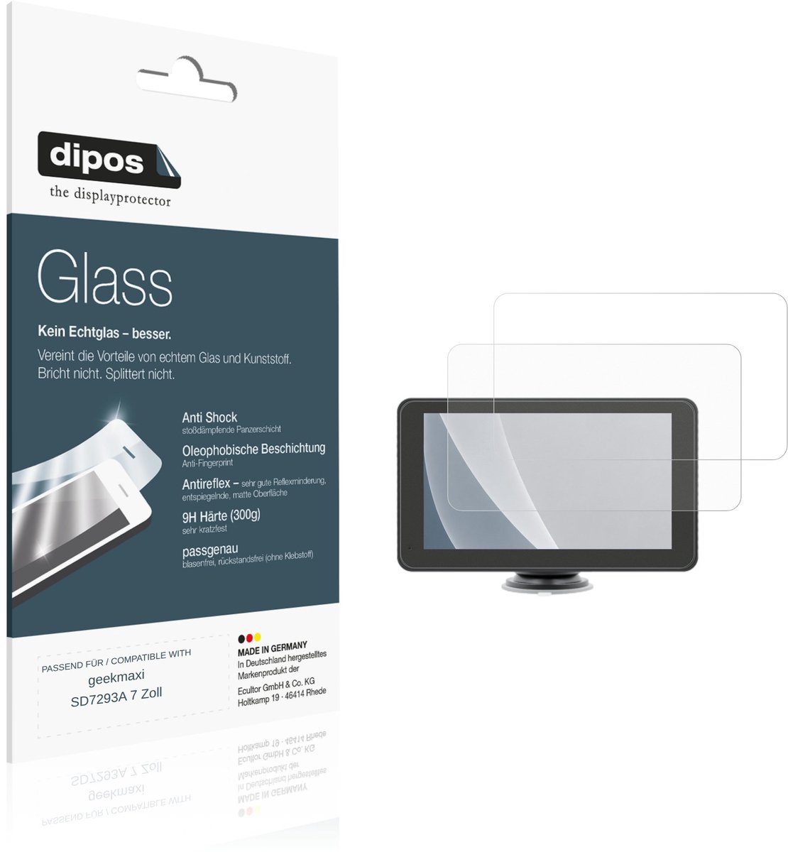 dipos – 2x Matte Pantserfolie geschikt voor geekmaxi SD7293A 7 Inch | 9H Screenprotector