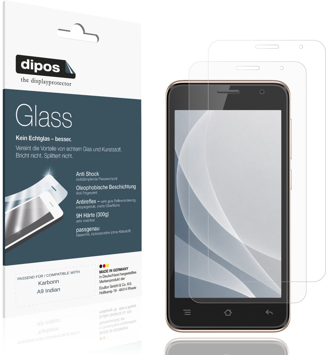 dipos – 2x Matte Pantserfolie geschikt voor Karbonn A9 Indian | 9H Screenprotector