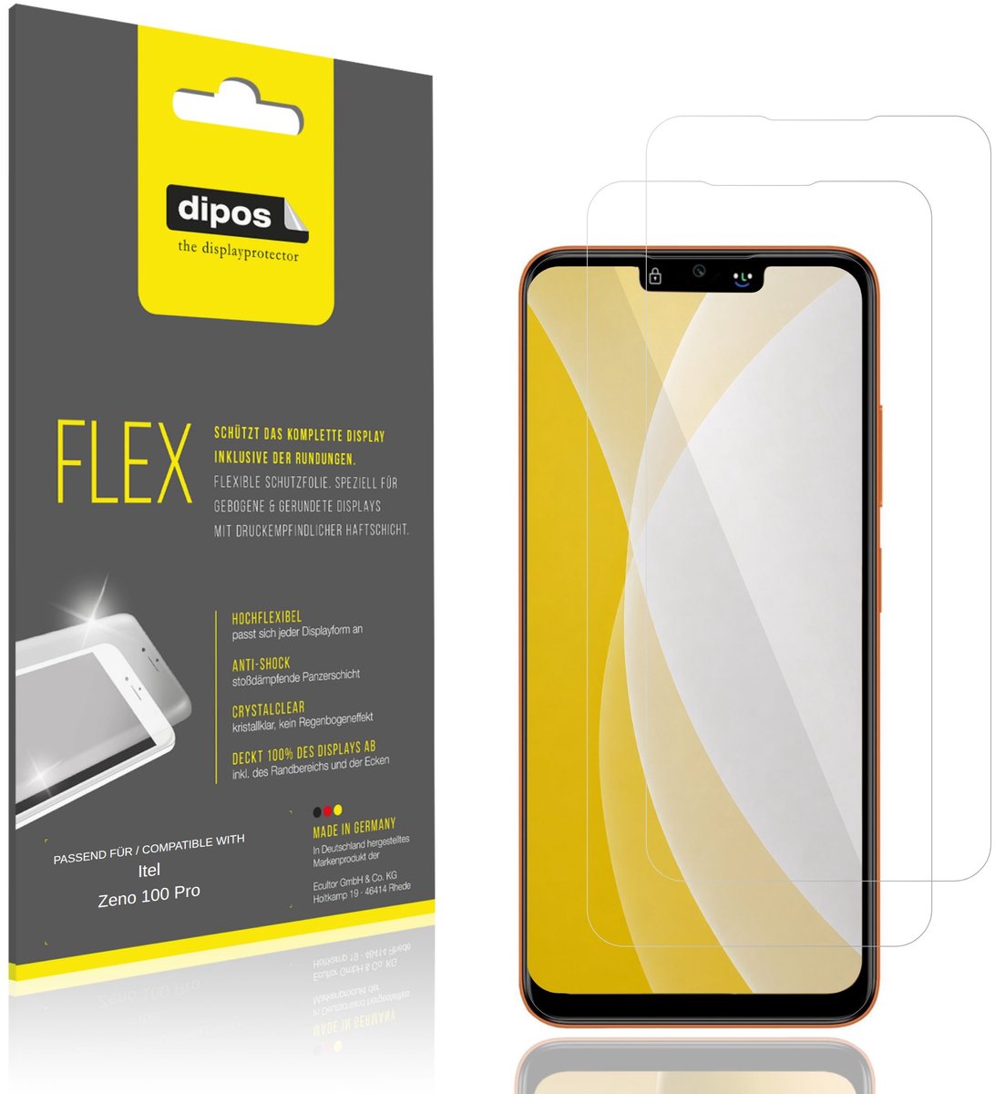 dipos – 2x Beschermfolie geschikt voor Itel Zeno 100 Pro | 3D Full Cover Screenprotector | 100% Passend