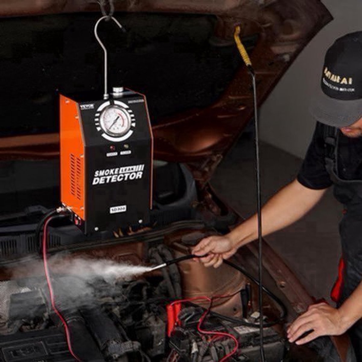 Rookmelder Auto – Rooklekdetector – Lekzoeker – Rookmachine – Vacuüm Tester – Ingebouwde Luchtpomp 8 L/min – Digitale Drukmeter 19-23 PSI