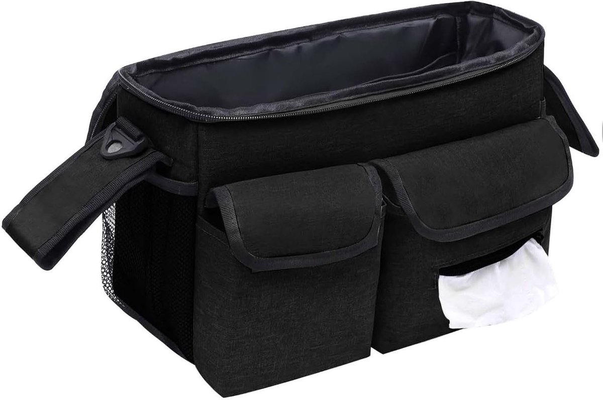 Multifunctionele opbergtas voor kinderwagens, luiertas met flessenhouder en accessoires, geschikt voor pasgeborenen en ouders