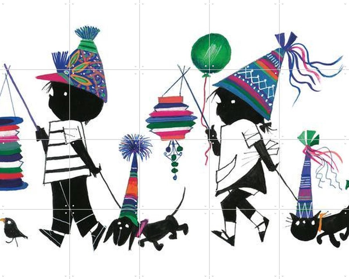 IXXI Feest, Fiep Westendorp - 100 x 80 cm - Gratis ophangtool - Grote wanddecoratie en posters - Speels, Cartoonesk, Illustraties, Kleurrijk