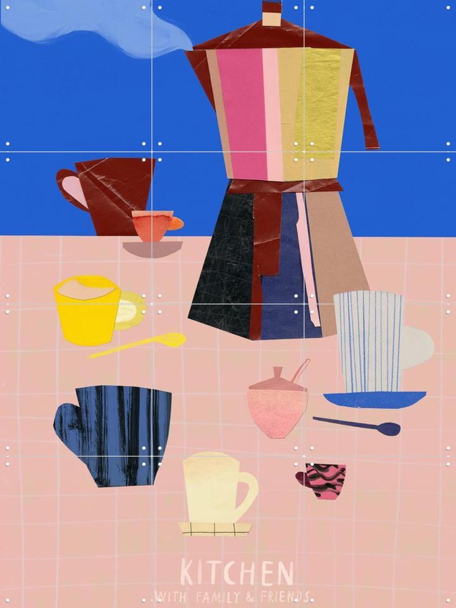 IXXI Espresso 3, Signorinah - 60 x 80 cm - Gratis ophangtool - Grote wanddecoratie en posters - Collage, Vintage, Speels, Illustraties, Kleurrijk