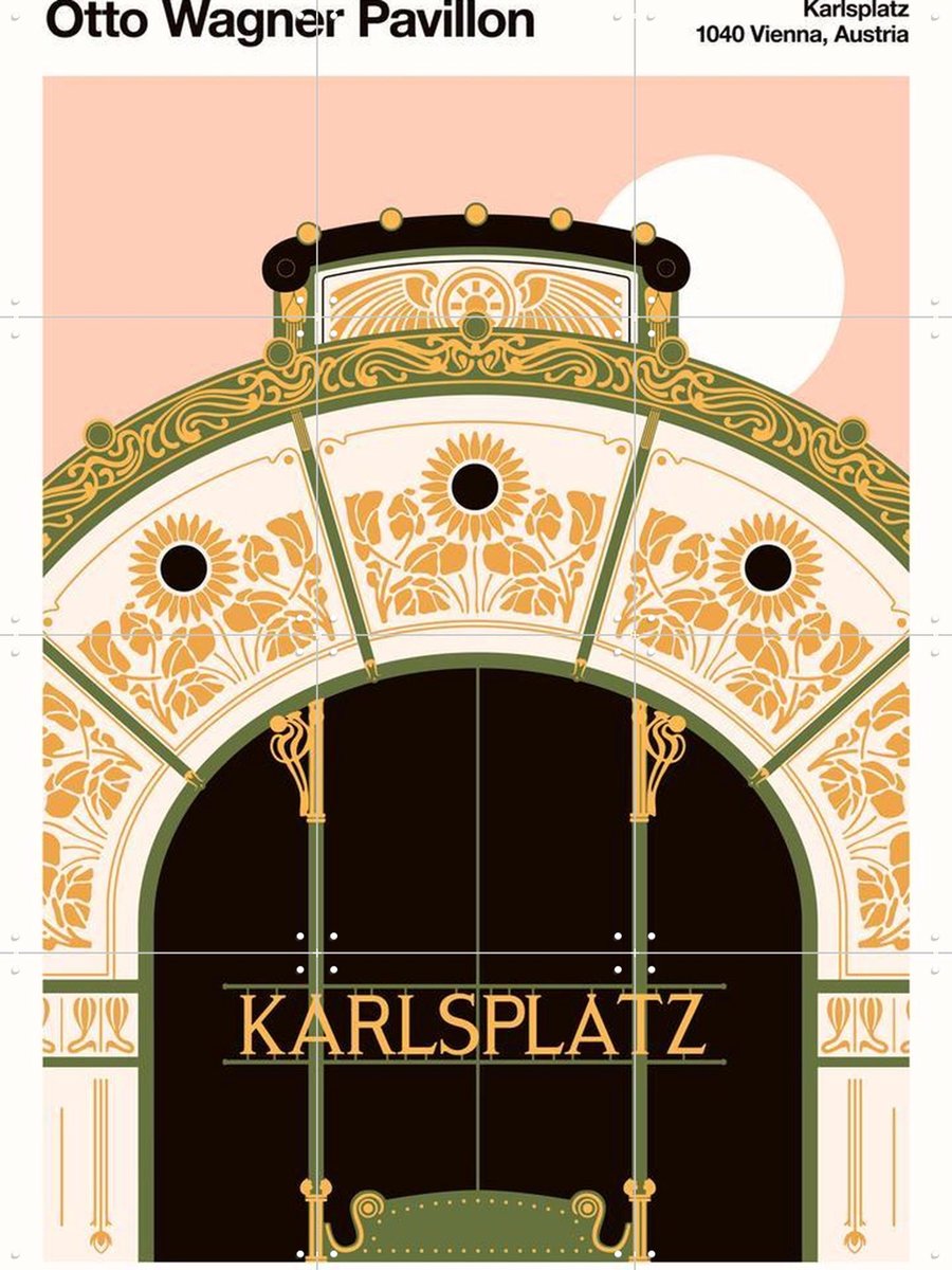 IXXI Karlsplatz, Florent Bodart - 60 x 80 cm - Gratis ophangtool - Grote wanddecoratie en posters - Art Nouveau, Grafisch Ontwerp, Illustraties