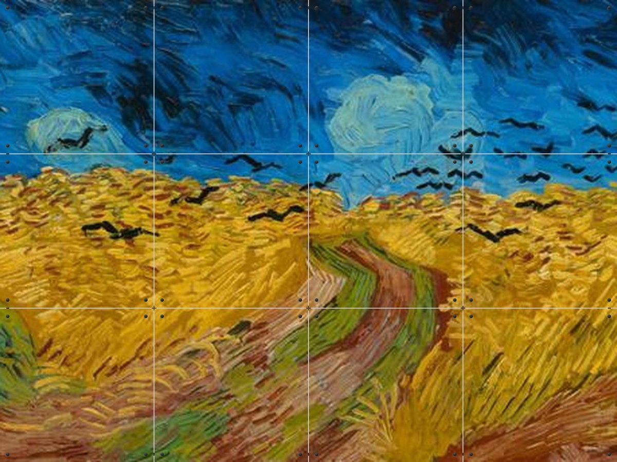 IXXI Korenveld met kraaien (1890), Vincent van Gogh (1853 - 1890) & Van Gogh Museum - 80 x 60 cm - Gratis ophangtool - Grote wanddecoratie en posters