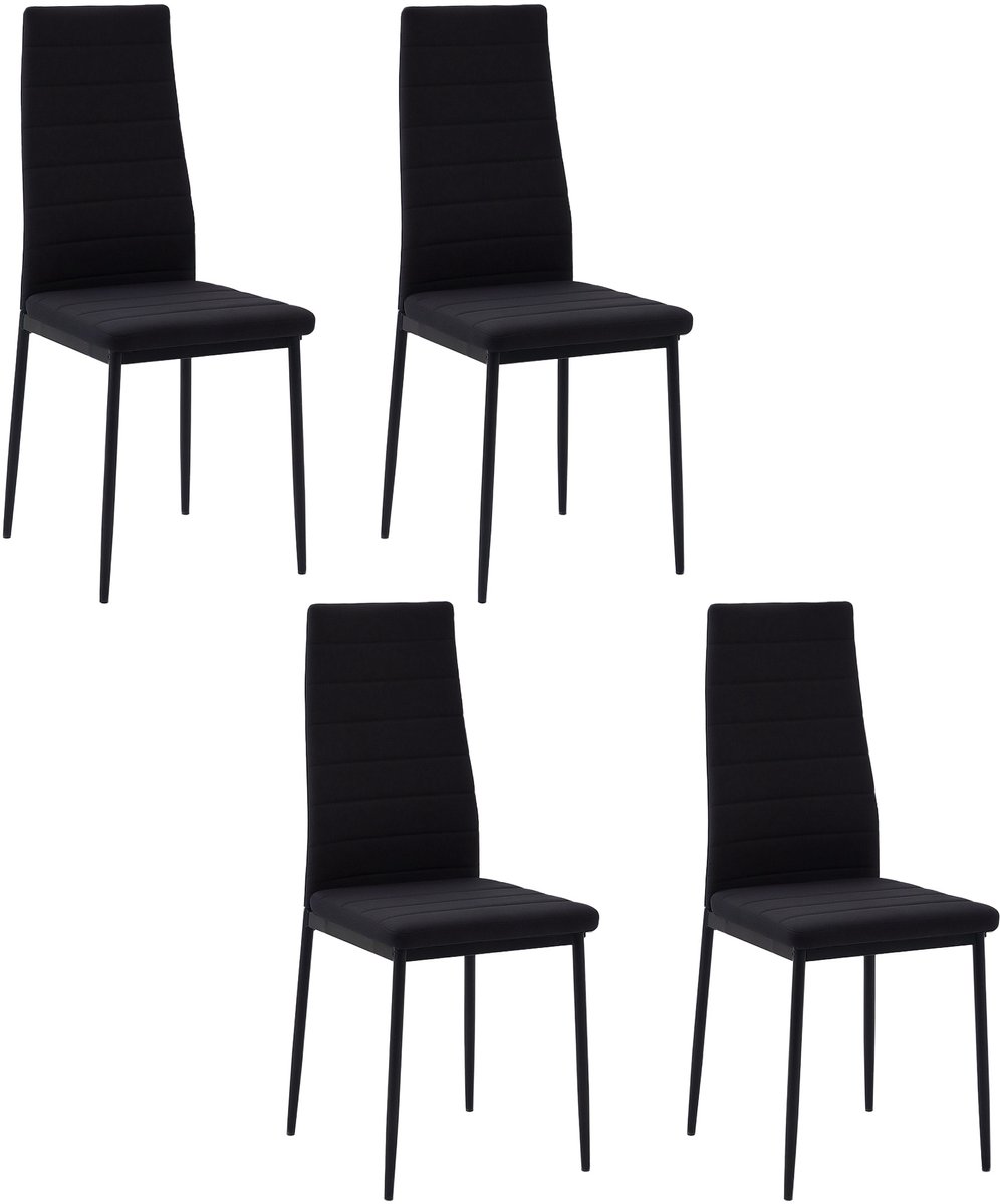 HOMCOM-Eetkamerstoel-Linnen (100% polyester)-50x41x97cm-Zwart