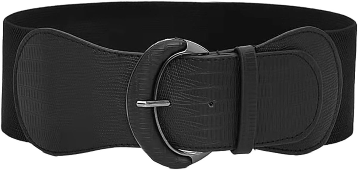 Elastische Brede Riem voor Dames - Verstelbare Leren Tailleband voor Comfort en Stijl (Zwart)