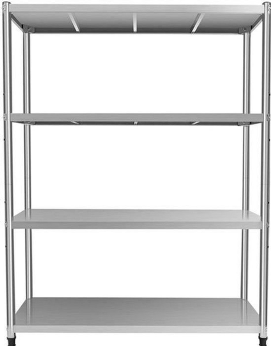 Stalen Rek – Stellingkast – Opbergrek – Opbergrek – Metaalrek – 4-laags – RVS 201 Kwaliteit – Draagkracht 50 kg per Laag
