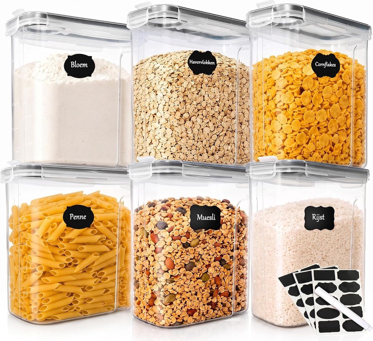 Opbergdoos - Set van 6 - 4 liter - Kunststof - BPA-vrij - Luchtdicht