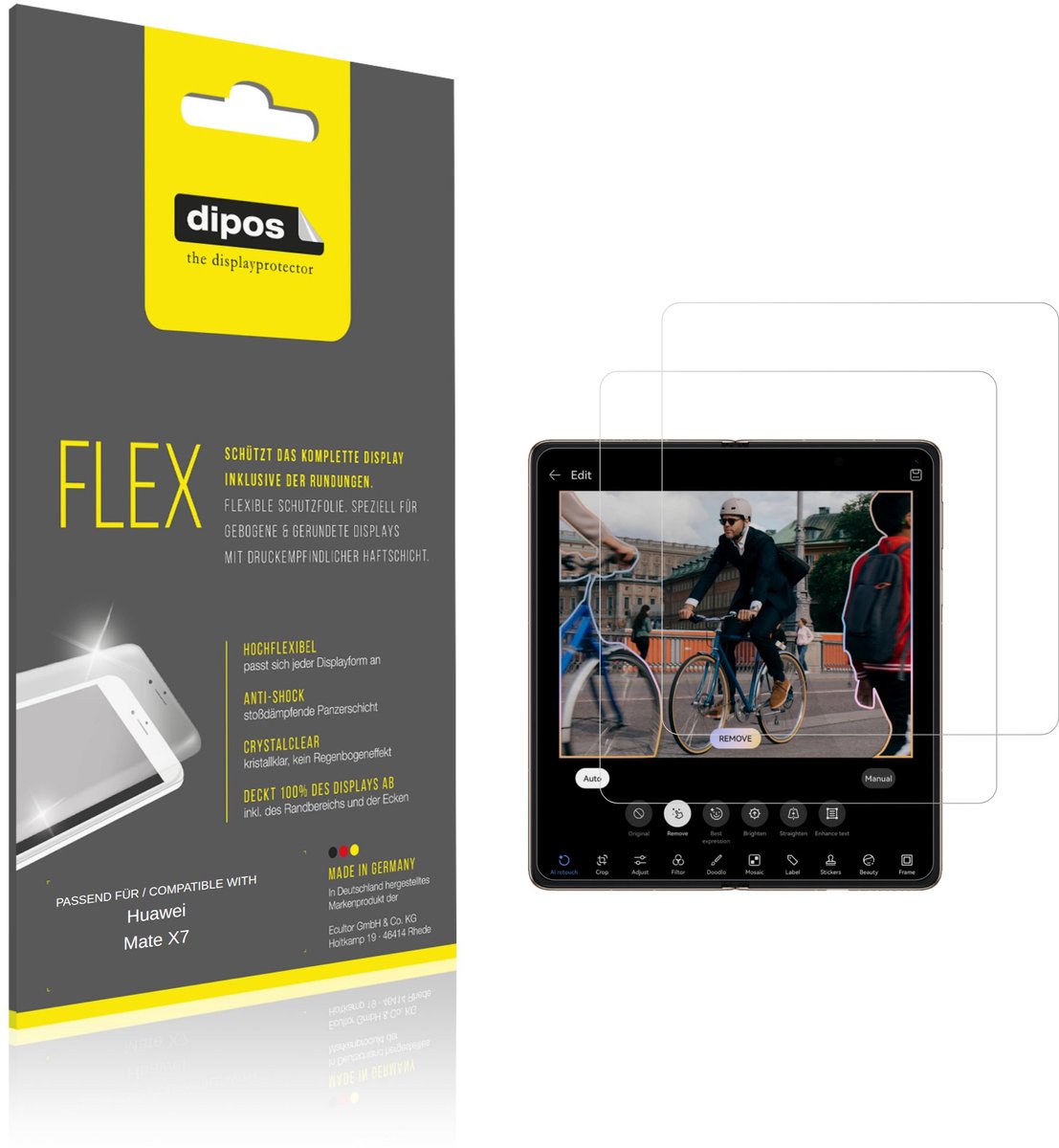 dipos – 2x Beschermfolie geschikt voor Huawei Mate X7 Innenseite | 3D Full Cover Screenprotector | 100% Passend