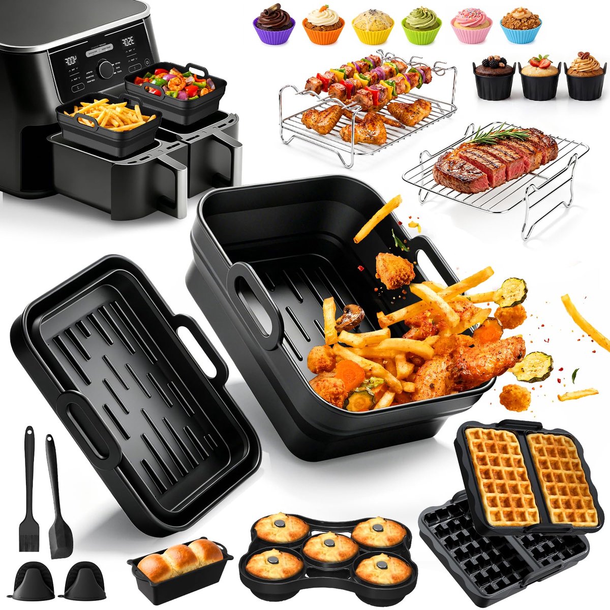 Accessoire Set Airfryer voor Ninja 9.5L AF400EU/ DZ400EU/ SL400EU, 21 Stuks - ShopVlot