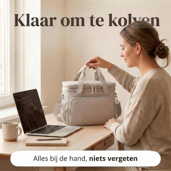 Evite Luxe Koeltas voor Onderweg - Thermisch Geïsoleerd - Voor Moedermelk, Baby en Borstvoeding - Kolftas - Grijs van Merkloos — afbeelding 5