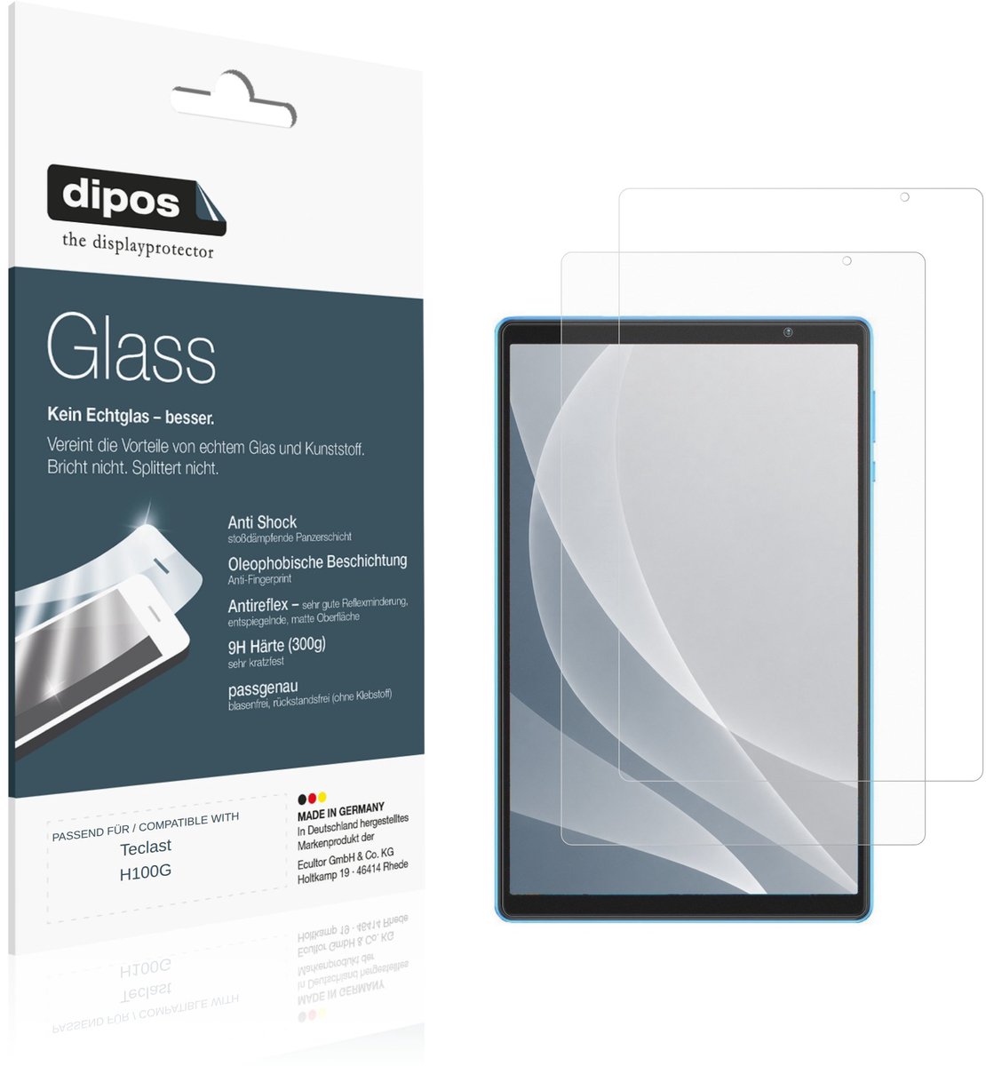 dipos – 2x Matte Pantserfolie geschikt voor Teclast H100G | 9H Screenprotector