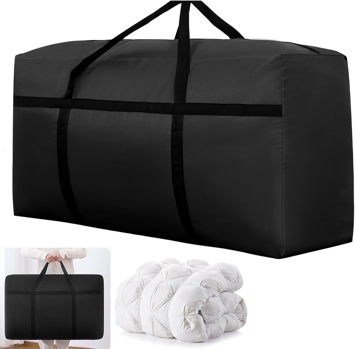 Extra grote opbergzak van 180 liter voor kerstboom, dekbedden en kussens, waterdicht en scheurbestendig met handvat (100 x 60 x 30 cm)