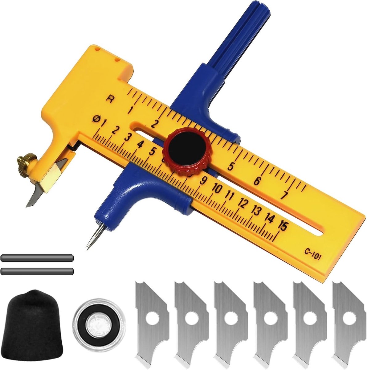Precisie Cirkel Snijder van Hoogwaardige Gele PVC: Cirkel Snijder voor Papier, Karton en Leer van 1-15 cm