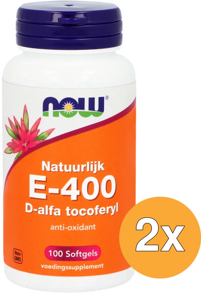 2x Now Vitamine E-400 d-alfa tocoferyl (100 softgels)