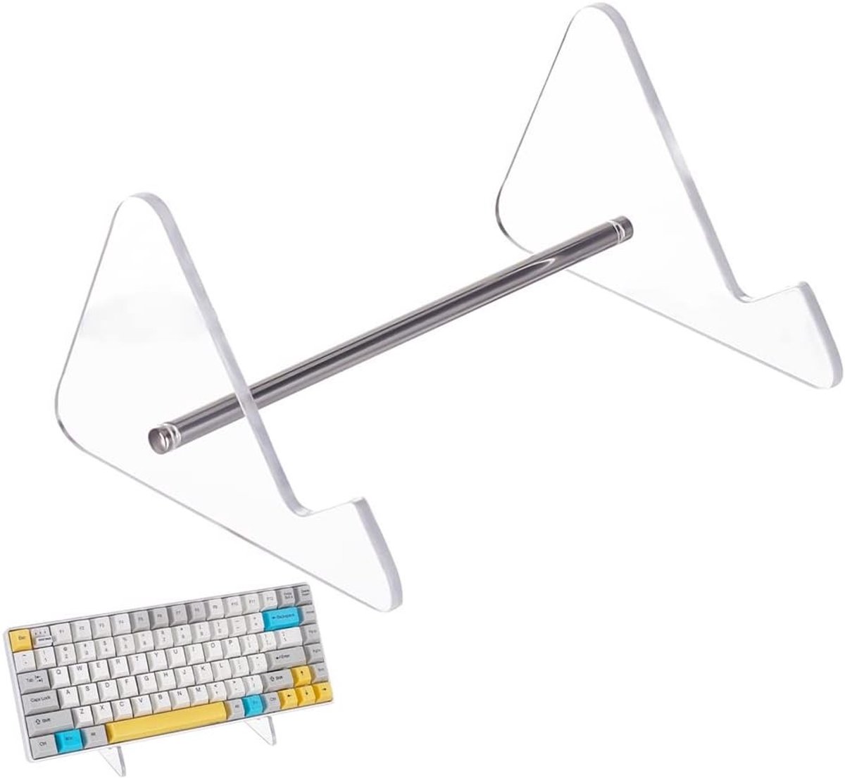 Keyboard Display Stand - Transparante Acryl Houder voor 1-Tier Toetsenbord, Afneembare Opbergoplossing voor Computer en Tablet met Stijlvolle Metalen Bevestigingen