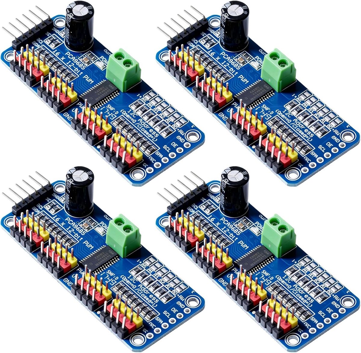 16-kanaals I2C PWM Servo Motor Driver Module, 12 Bit PWM Controller voor Robotica en Elektronische Toepassingen