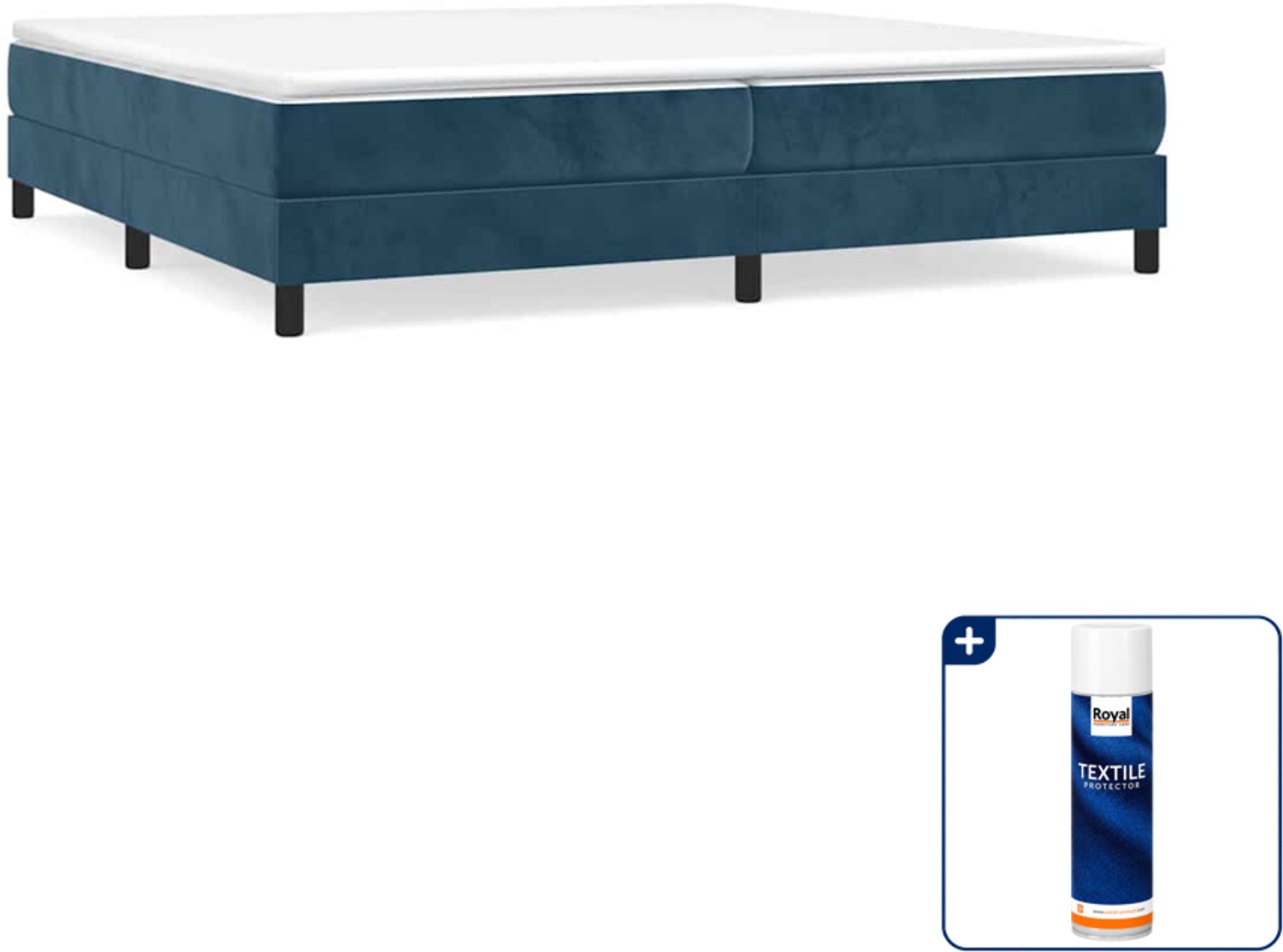 vidaXL boxspring bed - 200 x 200 cm - fluweel - donkerblauw - Inclusief textielbeschermer 500 ml