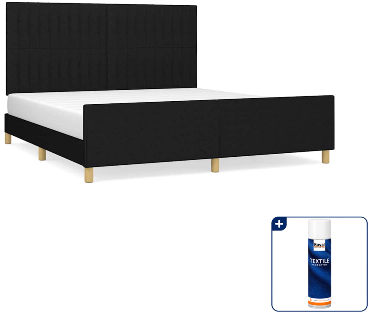 vidaXL bedframe - Kingsize - 180 x 200 cm - zwart - Inclusief textielbeschermer 500 ml