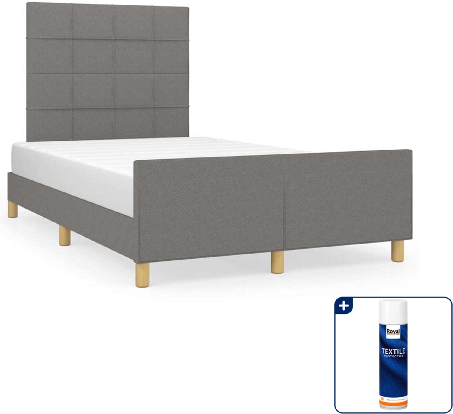 vidaXL bedframe - 120 x 200 cm - stof - donkergrijs - Inclusief textielbeschermer 500 ml Blauw