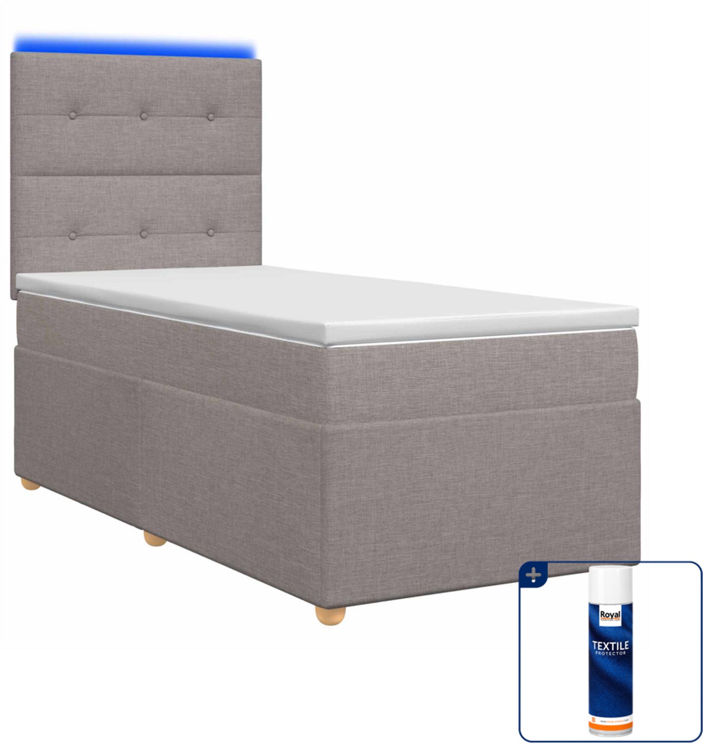 vidaXL Boxspringbed - 100 x 200 cm - Taupe - Inclusief textielbeschermer 500 ml