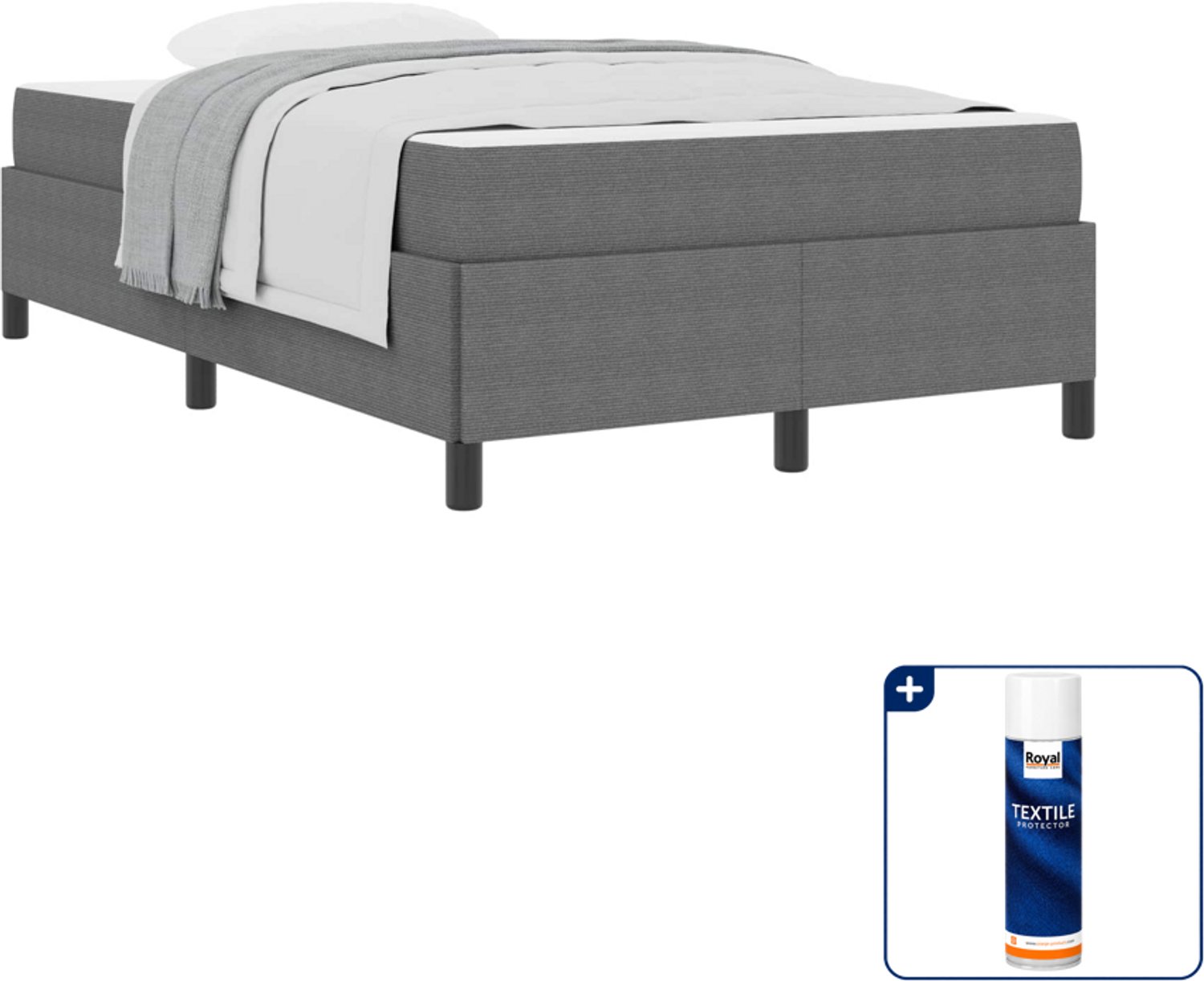 vidaXL bed met matras - 120 x 190 cm - stof - lichtgrijs - Inclusief textielbeschermer 500 ml Bruin