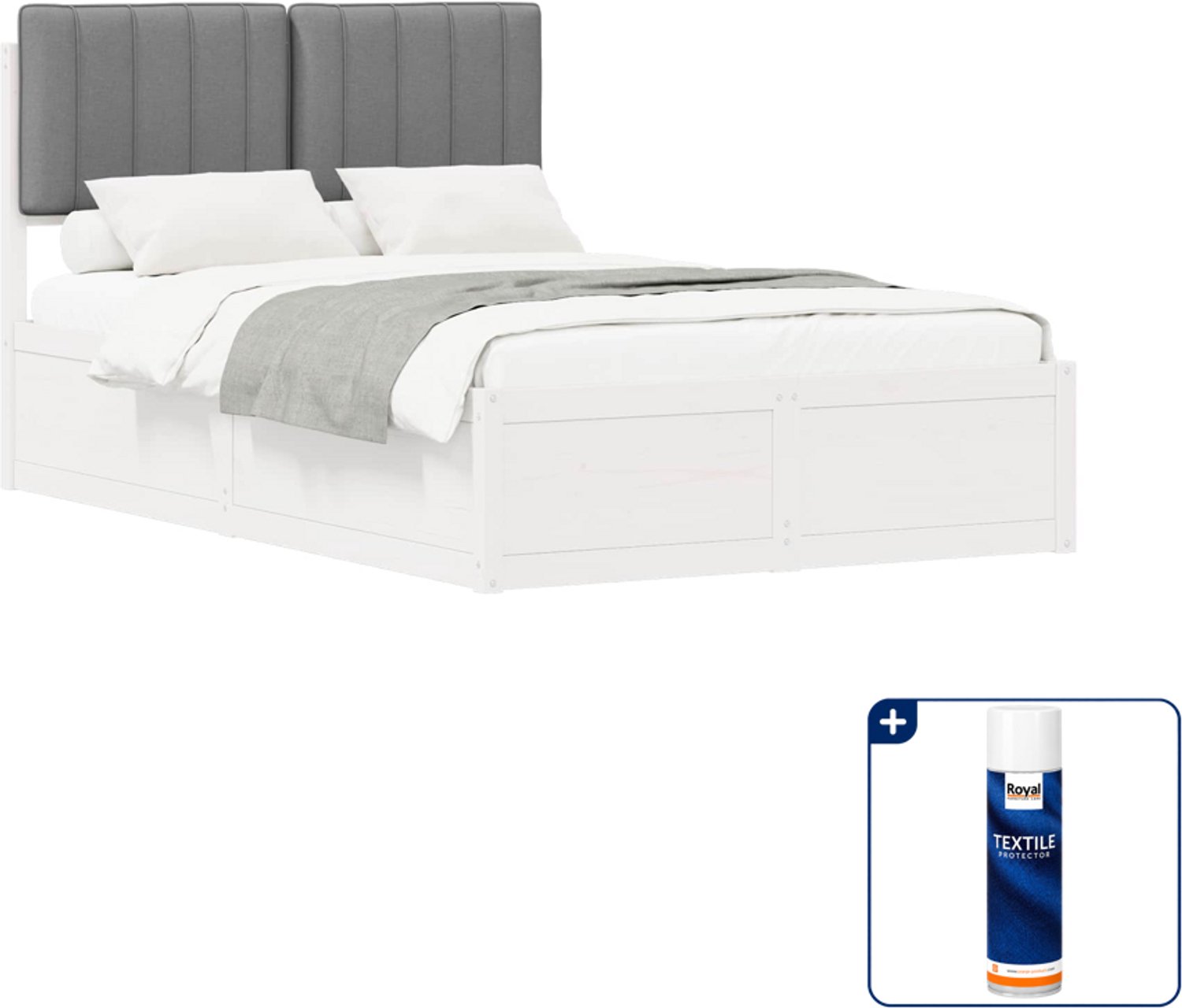 vidaXL bedframe - 120 x 200 cm - lichtgrijs - Inclusief textielbeschermer 500 ml Bruin