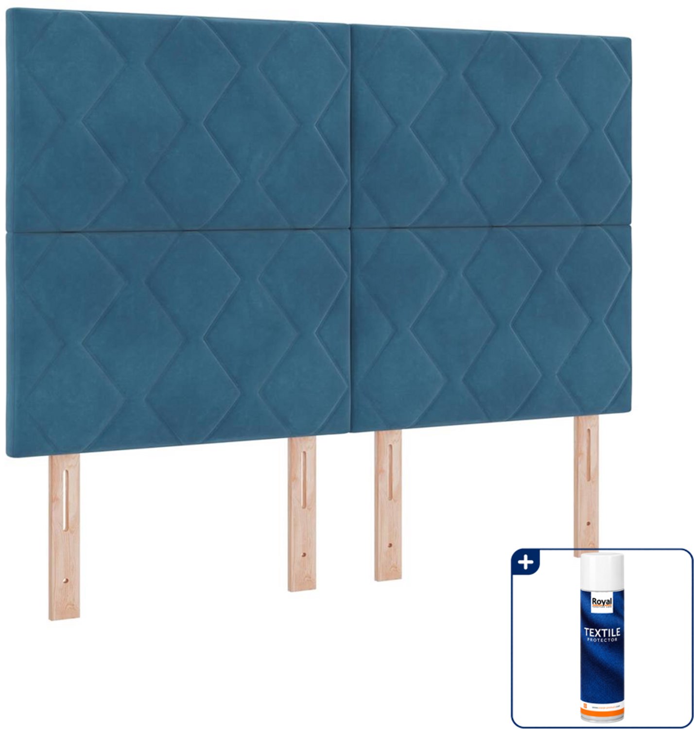 vidaXL Small double boxspringbed - 140 x 200 cm - donkerblauw - Inclusief textielbeschermer 500 ml