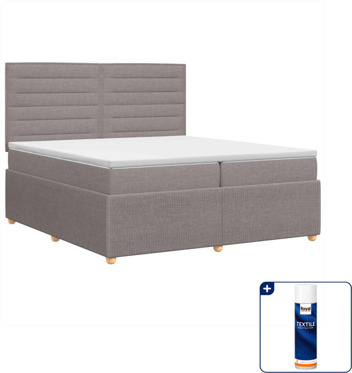 vidaXL boxspringbed - Super kingsize - 200 x 200 cm - taupe - Inclusief textielbeschermer 500 ml