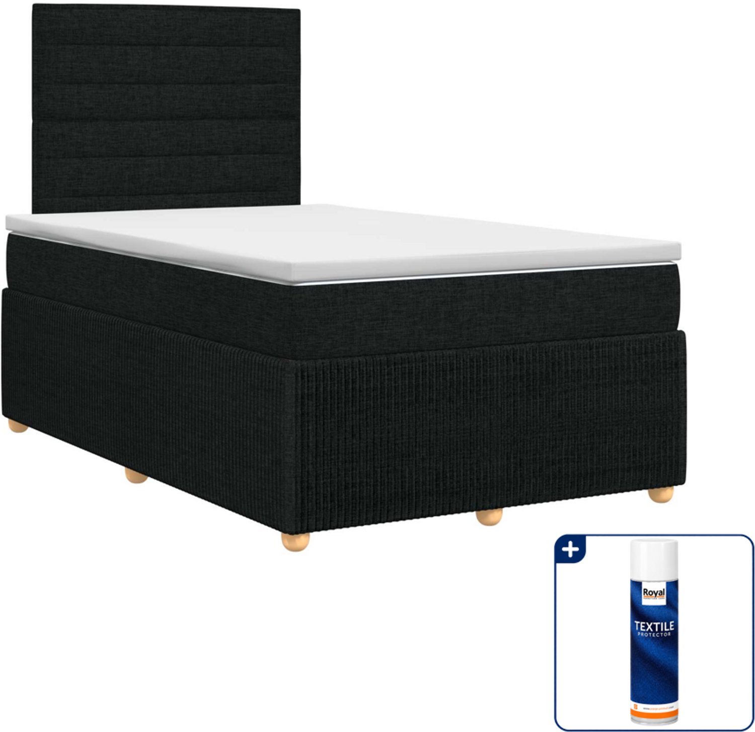 vidaXL boxspringbed met matras - 120 x 190 cm - zwart - Inclusief textielbeschermer 500 ml