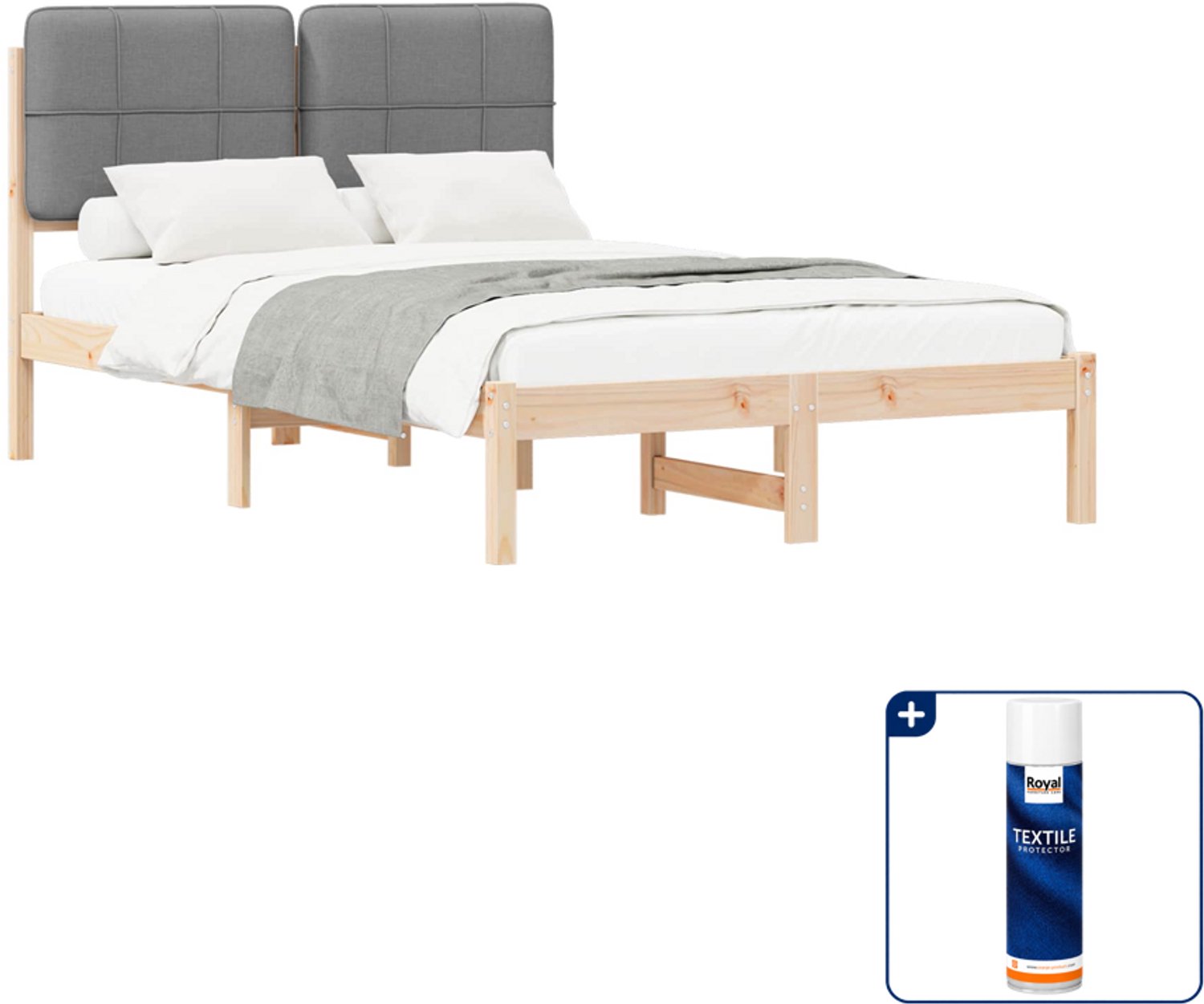 vidaXL bedframe - 120 x 190 cm - lichtgrijs - Inclusief textielbeschermer 500 ml