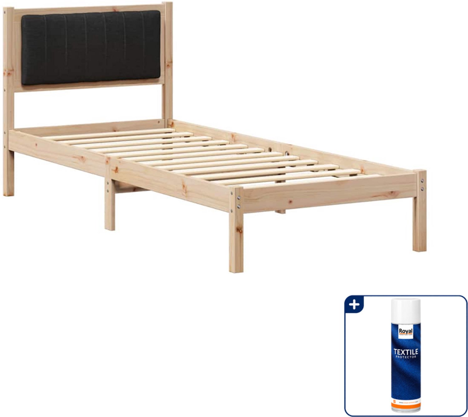 vidaXL bedframe - 75 x 190 cm - zwart - Inclusief textielbeschermer 500 ml Bruin