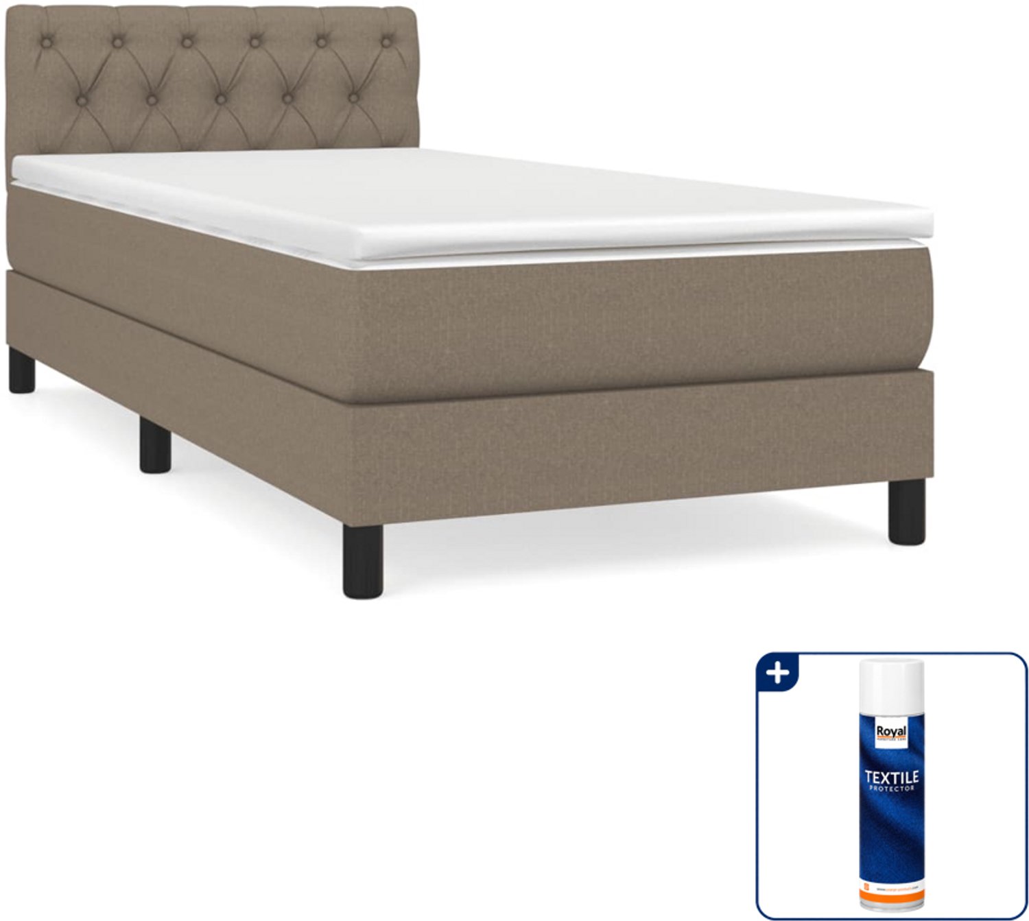 vidaXL boxspring met matras 80 x 200 cm - taupe - Inclusief textielbeschermer 500 ml